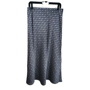 Ann Taylor Loft Women's Midi Skirt Size Medium Geometric Pull On Blue/ White New